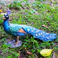 thumbnail image 5 of Holzlrgus Peacock Figurine Realistic Hand Painted Peacock Statue Plastic Bird Figurine Model for Home Decor (Blue), 5 of 6
