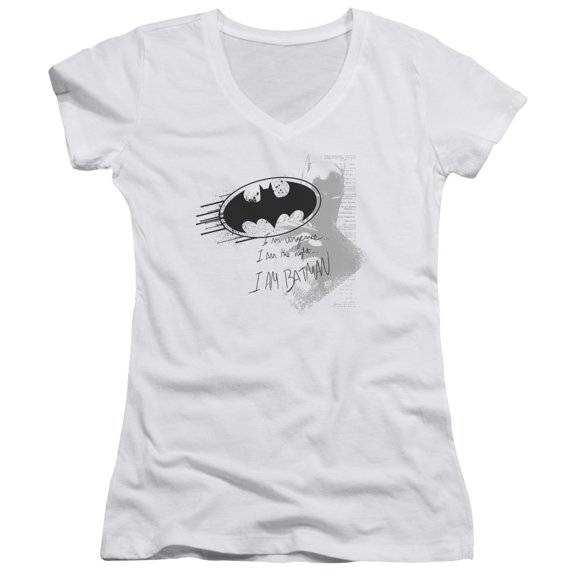 Batman I Am Vengeance Junior Women's T-Shirt V-Neck White