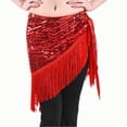 thumbnail image 3 of Nfurl Sequin Tassel Skirt for Women Shiny Belly Dance Hip Scarf Rave Party Festival Mini Skirts Trendy Glitter Sparkly Fringe Skirt Red Free Size, 3 of 7