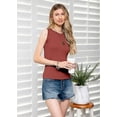 thumbnail image 5 of Mint Plus Pink - Round Neck Sleeveless Tank Top - 6 Sizes, Casual Summer Ribbed Tops in Polyester/Spandex Blend, 5 of 8
