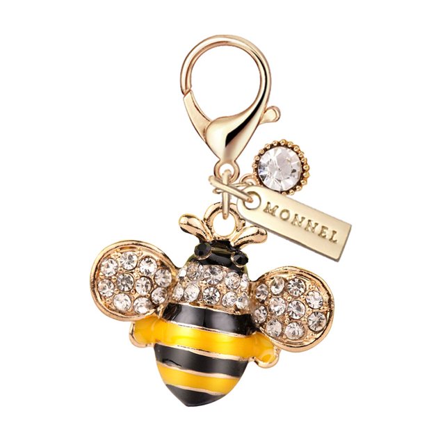 MC30 MONNEL Colgante con cierre de langosta y abeja de cristal amarillo con bolsa de terciopelo (1 pieza)