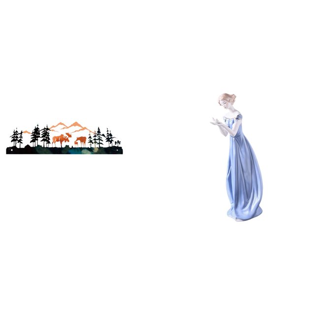 Elegante escultura de ciervo con figura de niña nórdica para jardín, valla o porche. Moderna estatua de cerámica de una dama, ideal para decorar estan