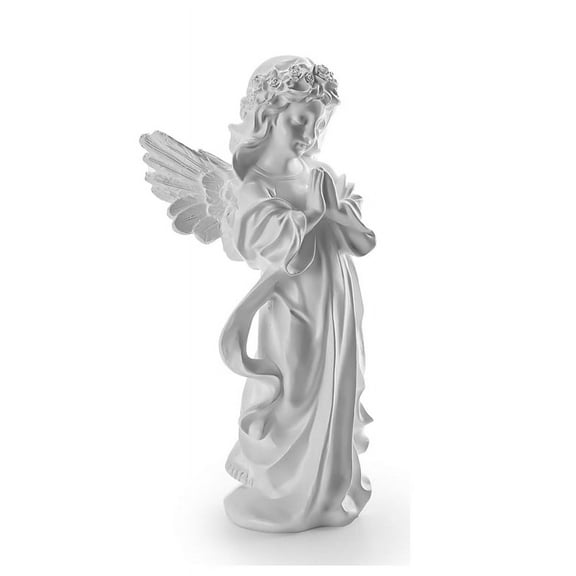 Praying Angel Figurine - 7.5 Inches Resin Sculpted Hand-Painted Figurine for Home Decor or Garden, First Communion Gifts Resin White