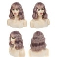 thumbnail image 4 of Ganfancp 1Pc Color Púrpura Diaria Peluca Corta Ondulada Pelo Corto Flequillo Fino Rebajas Flash Deals 1X Peluca, 4 of 5