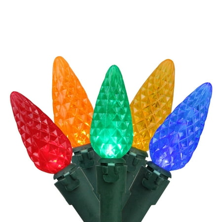 Set of 70 Multi LED C6 Christmas Lights - Green Wire
