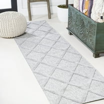 JONATHAN Y IBIZA 2 x 8 Runner Rug, Salines Diamond Trellis - Light Gray, IBZ101C-28