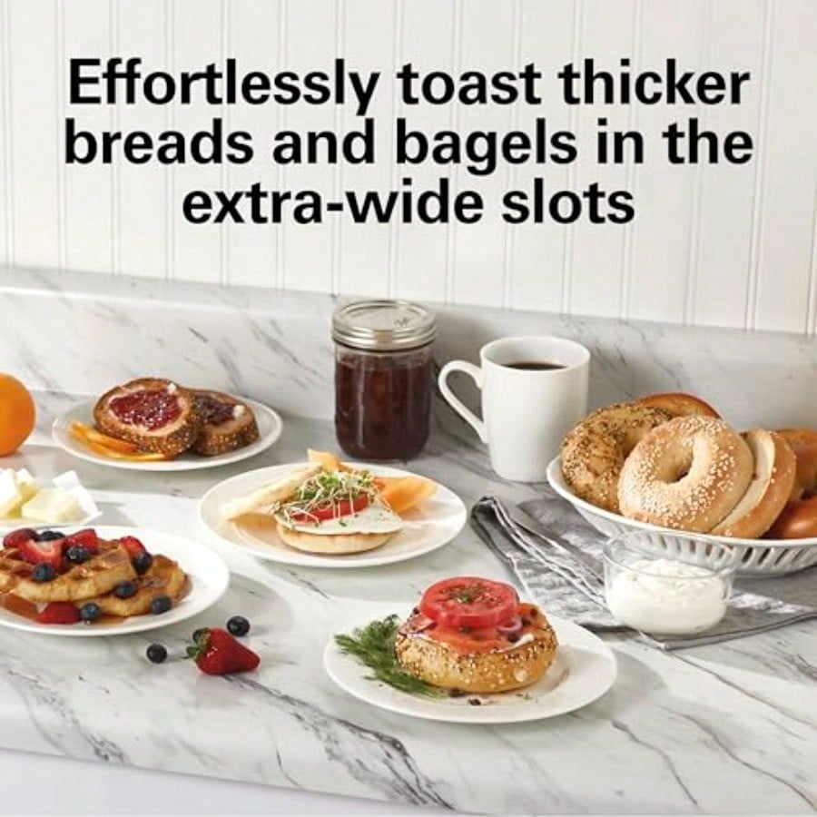2 Slice Extra Wide Slot Toaster with Bagel and Defrost Settings Shade Selector with 7 Browning Levels Toast Boost Auto Shutoff Black and Stainless Steel 22633