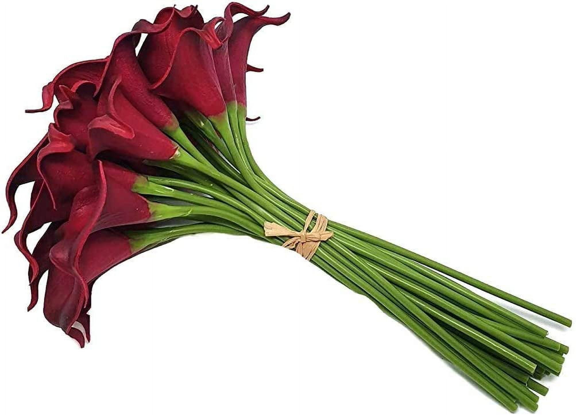 10 pcs Real Touch PU Latex Artificial Calla Lily Flowers for Wedding Bouquets, centerpieces, and Floral Decor (Yellow)