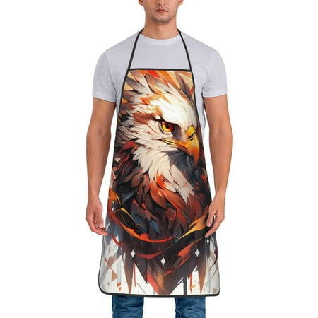 

Junzan Colorful Abstract Eagle Print Kitchen Cooking Aprons Chef Apron for Men and Women Professional for Cooking Bib Aprons for Kitchen/Crafting/BBQ/Drawing