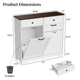 thumbnail image 4 of HARIPUL Double Tilt Out Trash Can Cabinet for 2 Bins, Hidden Garbage Can Cabinet with Drawers, Wooden Trash Bin Cabinet, 10 Gallon Trash Can Holder Cabinet for Kitchen, White, 4 of 7