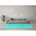 thumbnail image 3 of Ahgly Company Machine Washable Indoor Square Oriental Turquoise Blue Industrial Area Rugs, 8' Square, 3 of 4