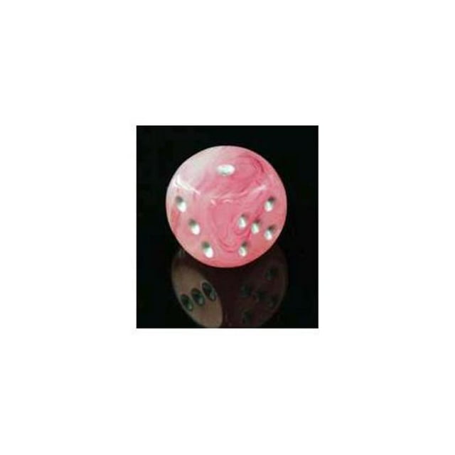 Ghostly Glow 16 mm D6 Dice Set, Pink & Silver