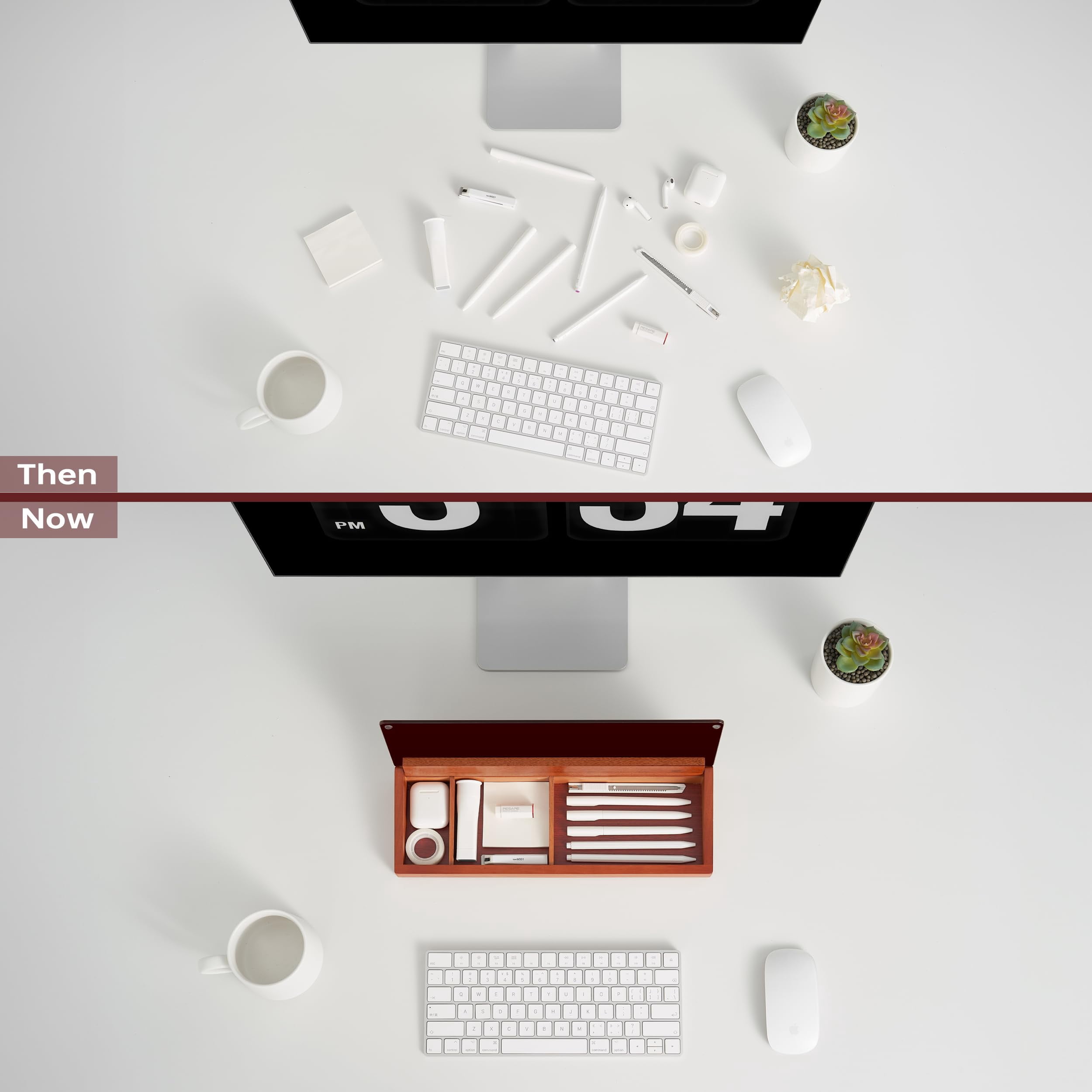 Desk Whiteboard With Wooden Organizer Box For Office Supplies Storage  Desktop Dry Erase White Board Drawer Stationary Marker & Eraser Included