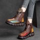 thumbnail image 3 of Botas individuales con plataforma a la moda para mujer, botines bajos con cabeza redonda y cordones de Color británico, estilo otoño, 3 of 4