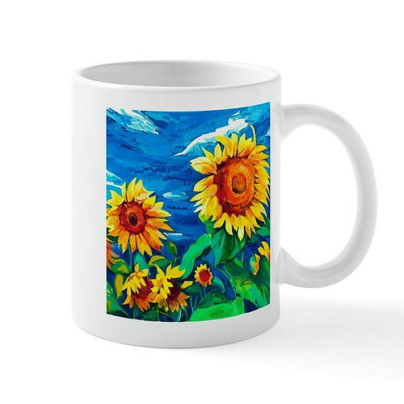 CafePress - Sunflowers Painting Mugs - 11 oz Ceramic Mug - Novelty Coffee Tea Cup