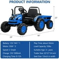 thumbnail image 3 of Historyli 12V Electric Ride on Tractor with RC Dump Trailer, 35w Dual Motors, Parent Remote Control, Safety Belt & LED Lights,Ride on Toys for Ages 37+ Months,Blue, 3 of 7