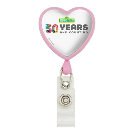 Sesame Street 50th Anniversary Logo Heart Lanyard Retractable Reel Badge ID Card Holder