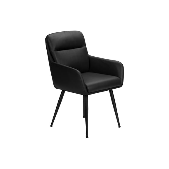 Dining Chair - 34"H - 2pcs - Upholstered - Dining - Kitchen - Black Faux Leather