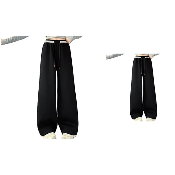 Drawstring Elastic Sweatpants, Girls Baggy Joggers 4-12 Years, Oversized Wide Leg Loose Fit High Waist Athletic Trousers, Solid Color Casual Active Pants