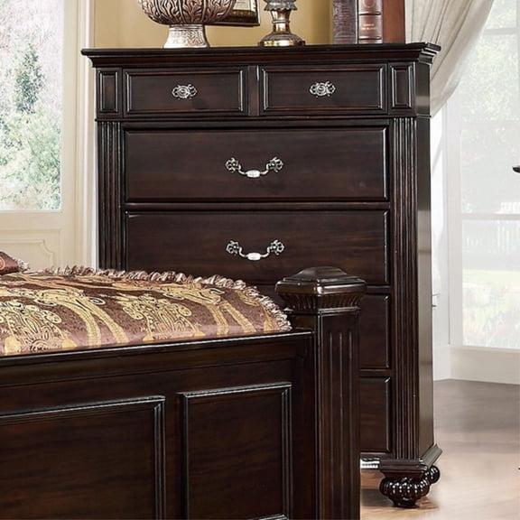 Well Designed Transitional Style Chest, Dark Walnut Brown