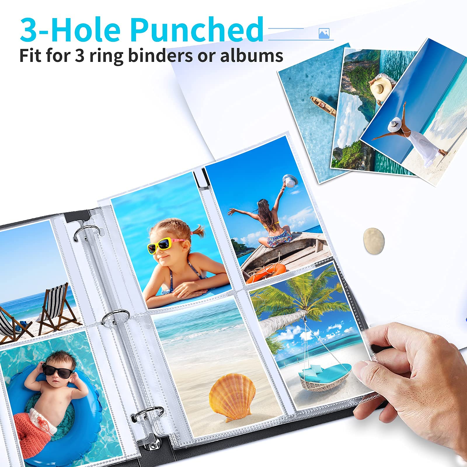 30 Pack Photo Sleeves for 3 Ring Binder - (3.5x5, for 240 Photos
