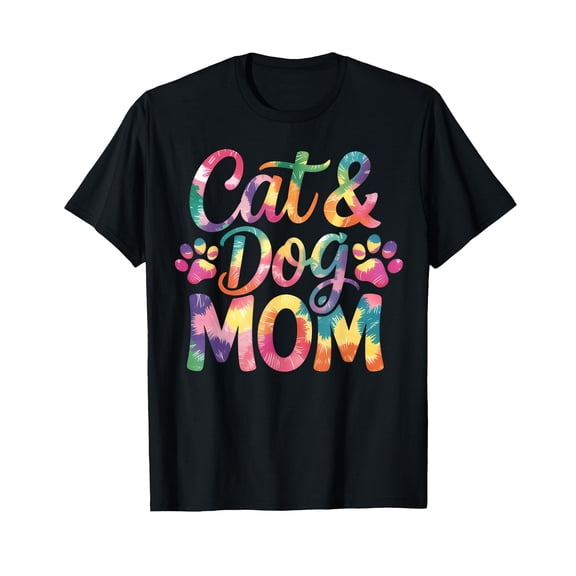 Funny Tie Dye Cat & Dog Mom T-Shirt for Pet Lovers - Perfect Gift for Mother's Day