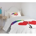 thumbnail image 4 of Ambesonne Rainbow Quilted Bedspread Set 2 Pcs, Hearts Umbrella Love, Twin Size, Multicolor, 4 of 6