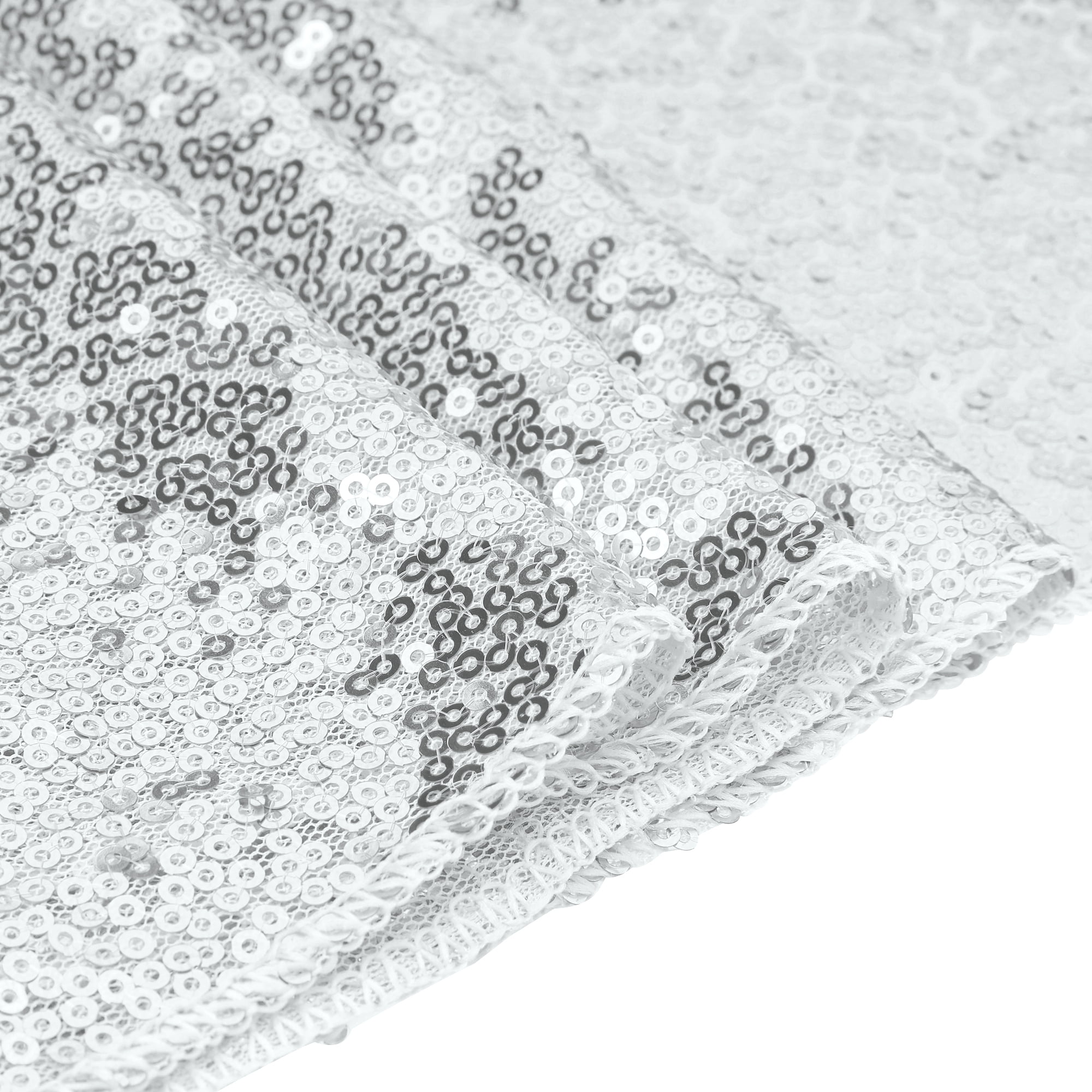 Unique Bargains Sequin Table Runner, Silver, 12" W x 108" L