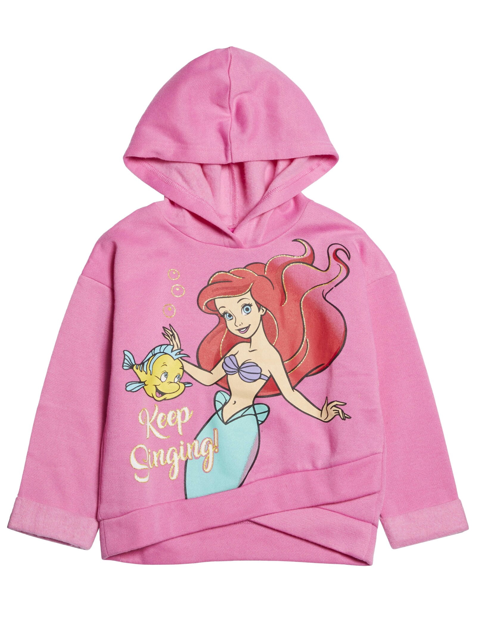 Disney Princess Ariel Toddler Girls Pullover Crossover Fleece Hoodie and Leggings Outfit Set Infant to Big Kid