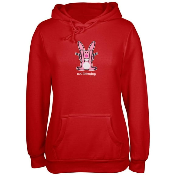 Happy Bunny - Not Listening Red Ladies Hoodie