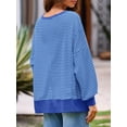thumbnail image 4 of Sudadera oversize de punto waffle azul para mujer Fisoew, 4 of 6