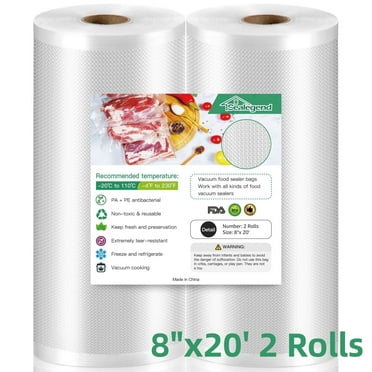 Sealegend Vacuum Sealer Bags for Food (2Pack 8"x20') Food Saver Bags, Seal a Meal Bags,Food Saver Storage Seal a Meal