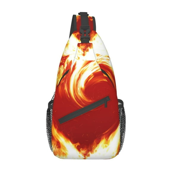 ZICANCN Crossbody Sling Bag for Men Women - Fire Heart Casual Shoulder Backpacks for Travel Sport Climbing Runners Daypack