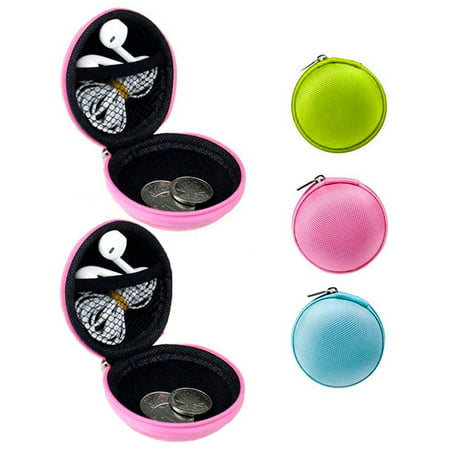 AllTopBargains - 2 Pc Round Zipper Pouch Key Ring Chain Case Mini Purse Coin Change Wallet Bag ...