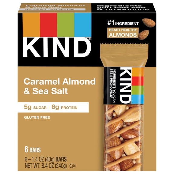 Kind Caramel Almond & Sea Salt Bars - 6 ct- Pack of 2