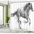 thumbnail image 5 of Ambesonne Modern Shower Curtain, Animal Sketchy Horse, 69"Wx84"L, Black and White, 5 of 5