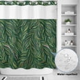 thumbnail image 2 of No Hook Shower Curtain, Green Leaves Shower Curtains for Bathroom with See Through Top Window, Spring Watercolor Ethnic Botanical Geometric Waterproof & Washable Bath Curtain Standard 72"x72", 2 of 9