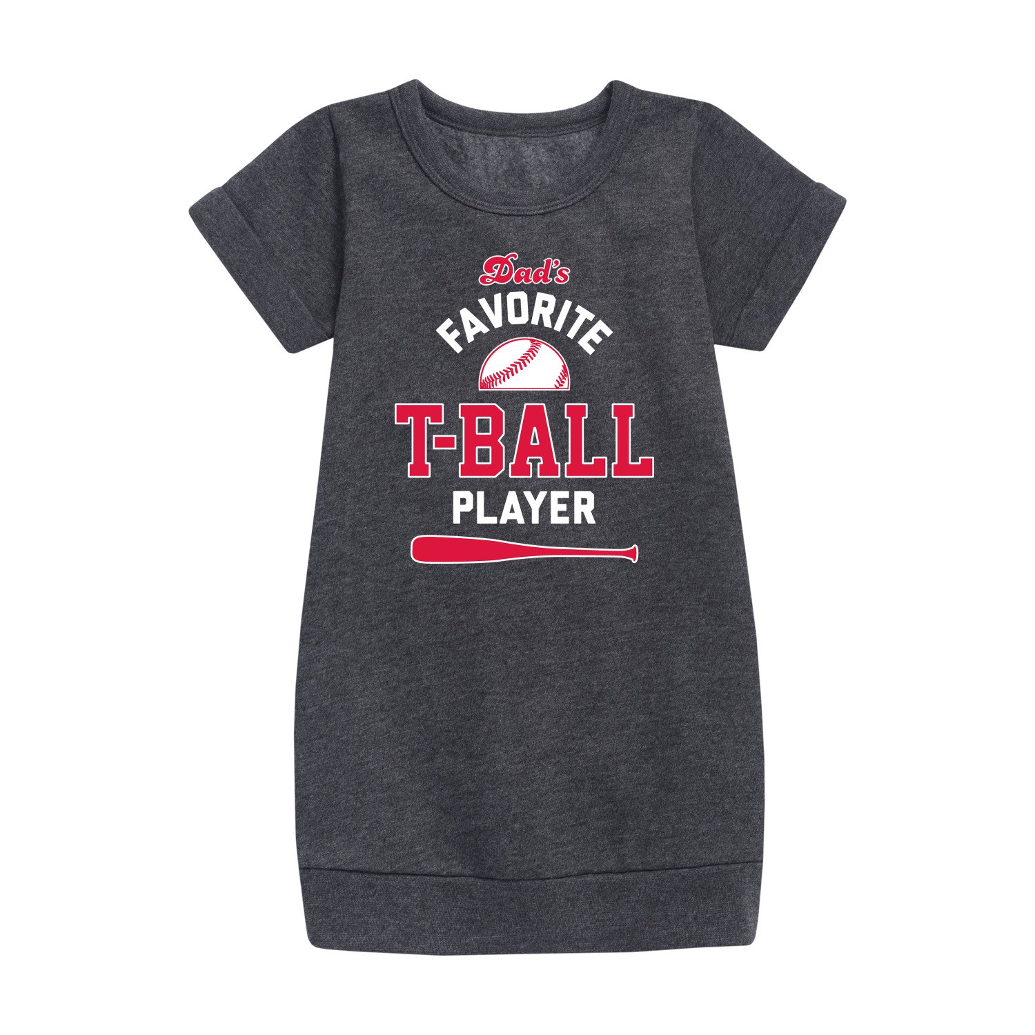 Instant Message - Dad's Favorite T-Ball Player Graphic Short Sleeve Fleece Dress