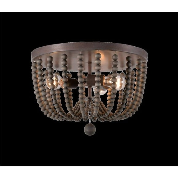 Kenroy Home 93134GBRZ Dumas 3 Light Wood Bead Flush in Golden Bronze