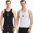 thumbnail image 2 of Chaleco deportivo de algodón blanco liso de mediana edad para hombre, ajustado, elástico, sin mangas, para verano, 2 of 4