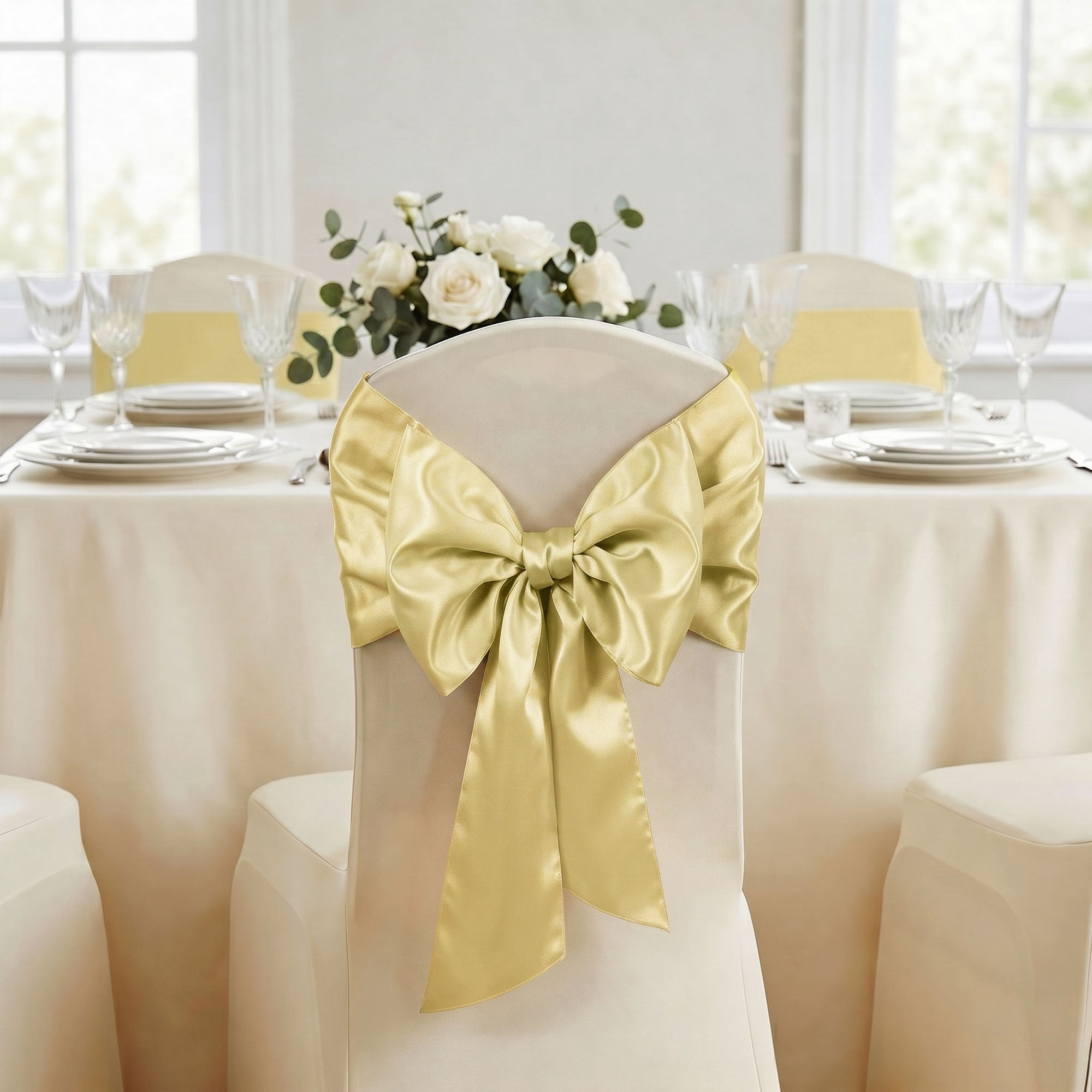 TickJOY 12 Pcs Satin Table Runner 12x108 Inches Long, Satin Silk-Like Smooth Table Decorations for Birthday Parties, Buffet, Banquets, Graduations, Engagements (Champagne, 12'' x 108'')