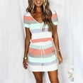 thumbnail image 2 of GILIGEGE Womens Summer Casual Romper Short Sleeve V Neck Shorts Overalls Jumpsuit with Pockets 2025 Outfits Rompers for Women Summer Drawstring Jumpsuit T Shirt Vacation Outfits 2025 Summer Jumpsuit, 2 of 5