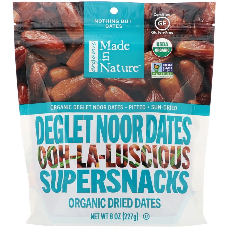 Made in Nature, Organic Dried Deglet Noor Dates, Ooh-La-Luscious Supernacks, 8 oz