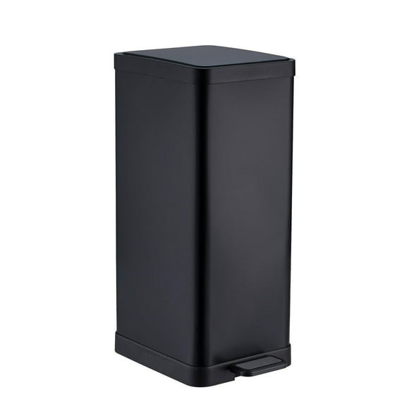 Hometrends 30 Litre Garbage Pedal Bin, Black with Removable Inner Bin for Easy Trash Removal, Soft close lid