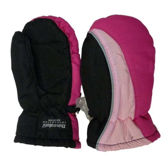 Aquarius Toddler Girls Black & Pink Snow & Ski Mittens Thinsulate Lining