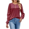thumbnail image 2 of Neewe Long Sleeve Shirts for Women Fall Outfit 2025 Fashion Casual T Shirt Round Neck Basic Loose Tunic Tops, 2 of 6