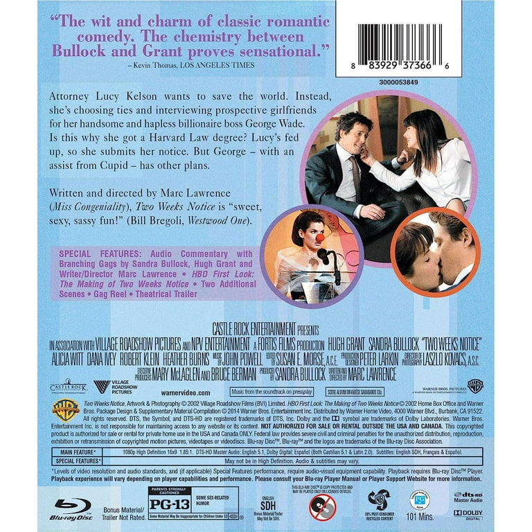 Two Weeks Notice (BD) [Blu-ray] - Walmart.com