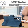 thumbnail image 3 of For Samsung Galaxy S24 FE Case, Allytechgroup Wallet with Wrist Strap, Flip Stand, Card Slots, Premium PU Leather, Retro Bumper Shockproof Phone Cover,Blue, 3 of 6
