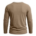thumbnail image 5 of CQONEPT Mens Henley Sweater Long Sleeve Waffle Button Up Tunic Tee Casual Knit Pullover Soft Stretch Fall Winter Tops Khaki 2XL, 5 of 6