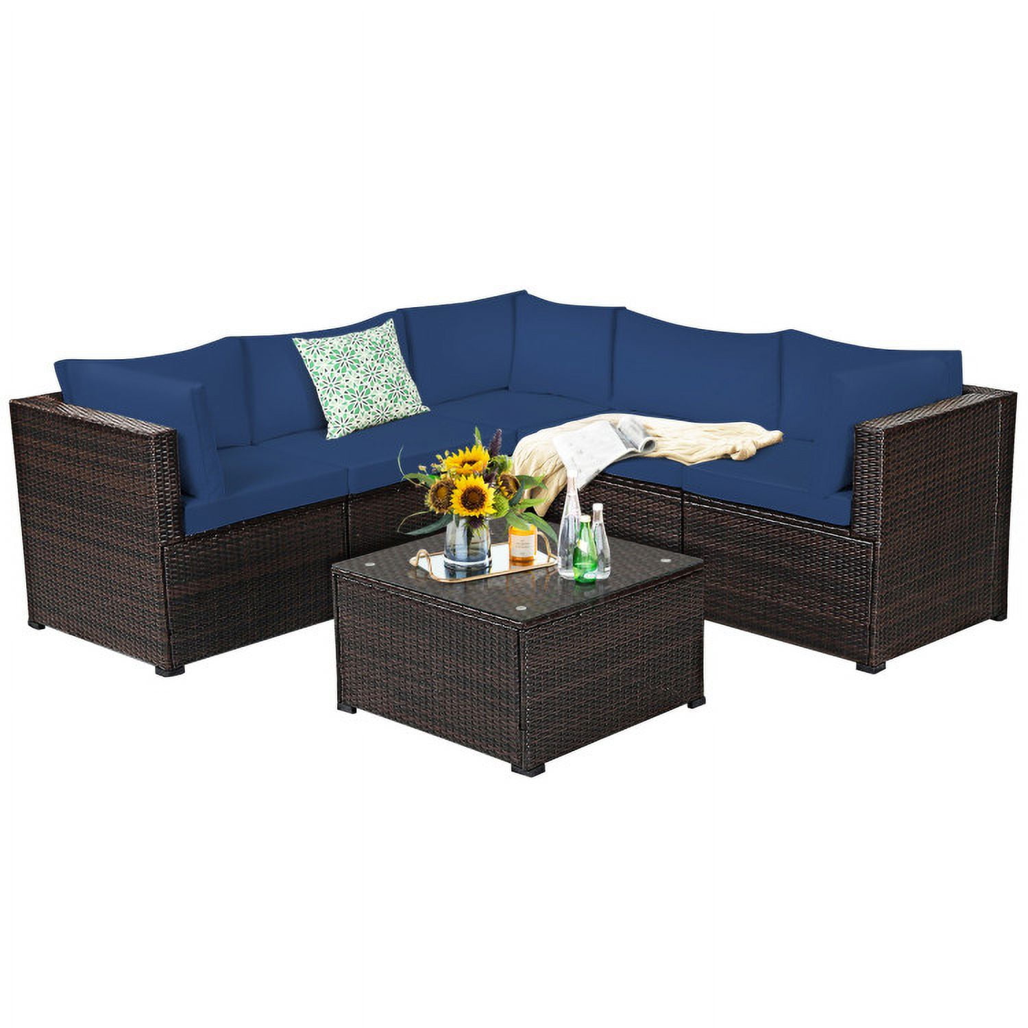Aimee Lii 6 Pieces Patio Furniture Sofa Set with Cushions for Outdoor, Outdoor Patio Set, Navy Aimee Lii 6 Pieces Patio Furniture Sofa Set with Cushions for Outdoor, Outdoor Patio Set, Navy